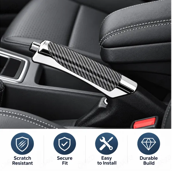 Electroplated_Carbon_Black_Car_Handbrake_Grip_with_Compact_Anti-Slip_Design