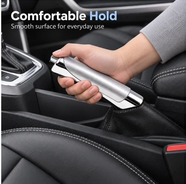 Electroplated_Silver_Car_Handbrake_Grip_with_Compact_Anti-Slip_Design