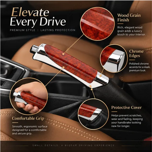 Mahogany_ABS_Car_Handbrake_Grip_with_Anti-Slip_Ergonomic_Design