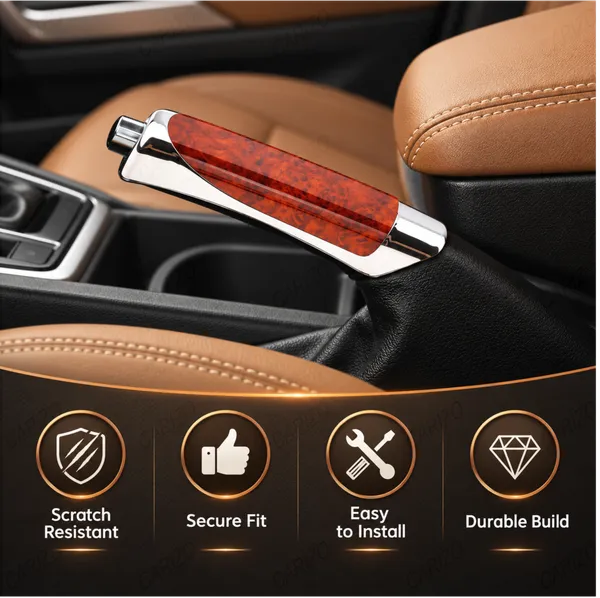 Mahogany_ABS_Car_Handbrake_Grip_with_Anti-Slip_Ergonomic_Design