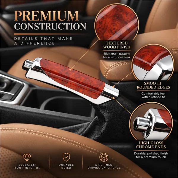 Mahogany_ABS_Car_Handbrake_Grip_with_Anti-Slip_Ergonomic_Design