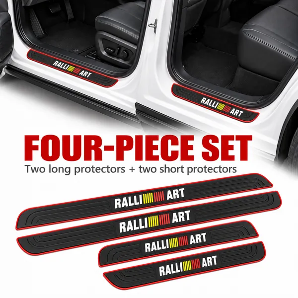 RalliArt_Door_Sill_Protectors,_Pack_of_4,_Black_&_Red_Car_Step_Scuff_Guards