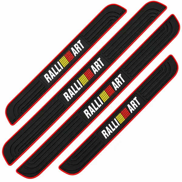 RalliArt_Door_Sill_Protectors,_Pack_of_4,_Black_&_Red_Car_Step_Scuff_Guards