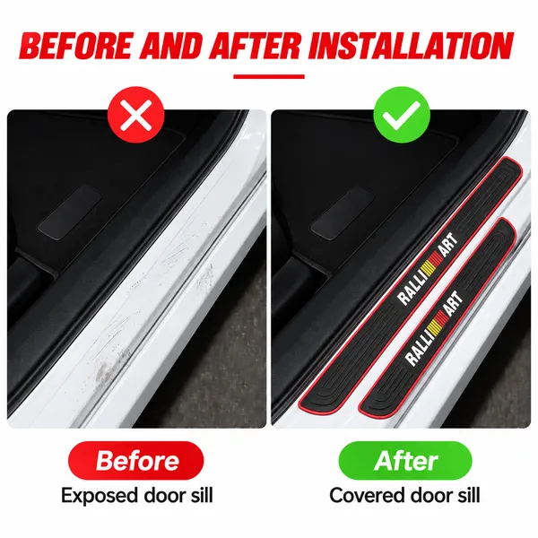 RalliArt_Door_Sill_Protectors,_Pack_of_4,_Black_&_Red_Car_Step_Scuff_Guards