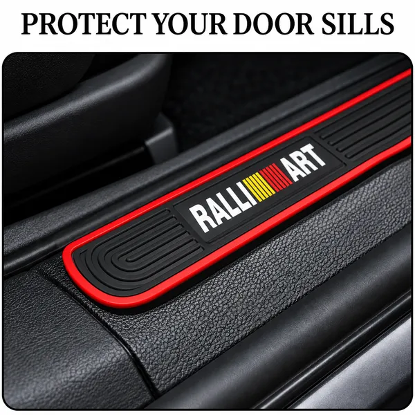 RalliArt_Door_Sill_Protectors,_Pack_of_4,_Black_&_Red_Car_Step_Scuff_Guards