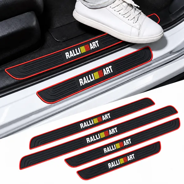 RalliArt_Door_Sill_Protectors,_Pack_of_4,_Black_&_Red_Car_Step_Scuff_Guards