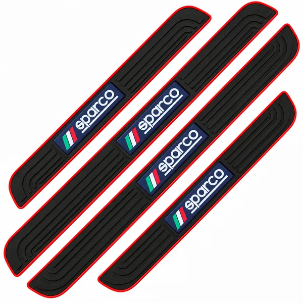 Sparco_Door_Sill_Protectors,_Pack_of_4,_Black_&_Red_Car_Step_Scuff_Guards