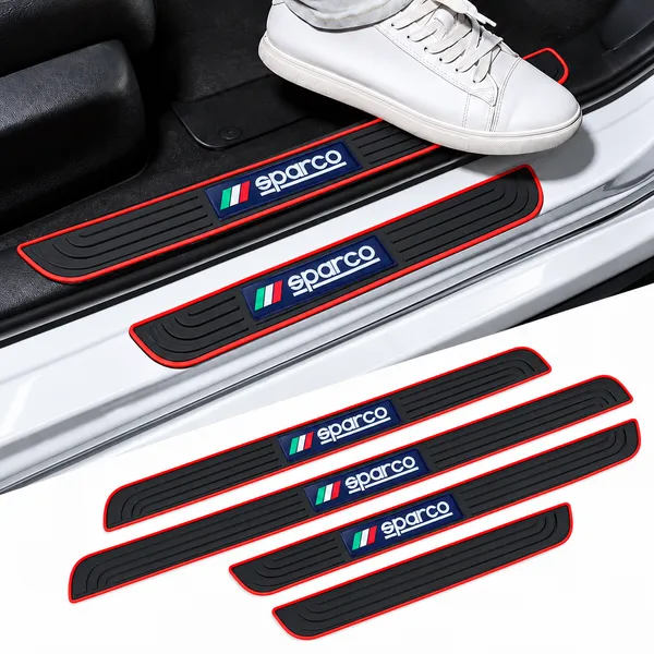 Sparco_Door_Sill_Protectors,_Pack_of_4,_Black_&_Red_Car_Step_Scuff_Guards