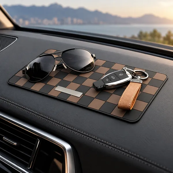 Sports_Non-Slip_Car_Dashboard_Mat_Black_Brown__Heat-Resistant_Grid_Design