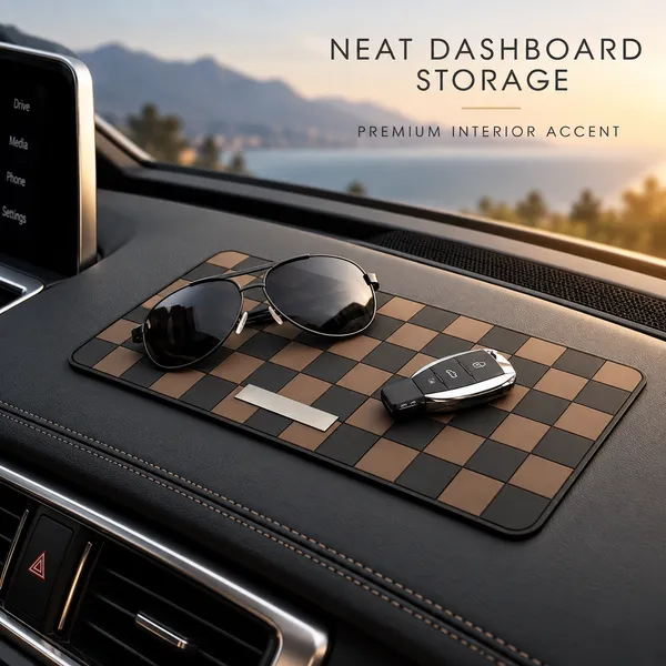 Sports_Non-Slip_Car_Dashboard_Mat_Black_Brown__Heat-Resistant_Grid_Design