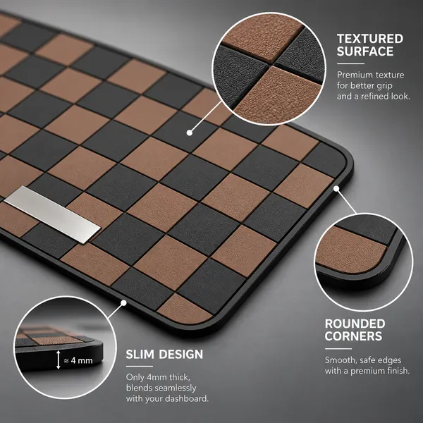 Sports_Non-Slip_Car_Dashboard_Mat_Black_Brown__Heat-Resistant_Grid_Design