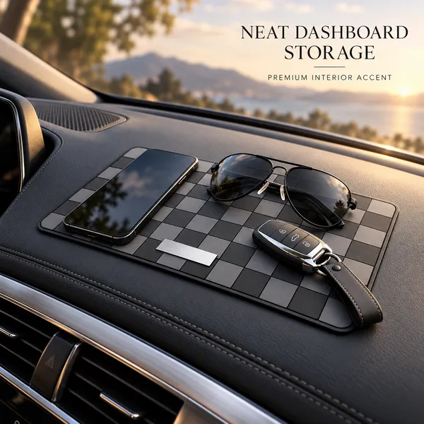 Sports_Non-Slip_Car_Dashboard_Mat_Black_Grey_Heat-Resistant_Grid_Design
