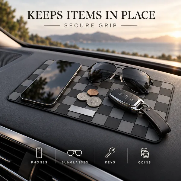 Sports_Non-Slip_Car_Dashboard_Mat_Black_Grey_Heat-Resistant_Grid_Design