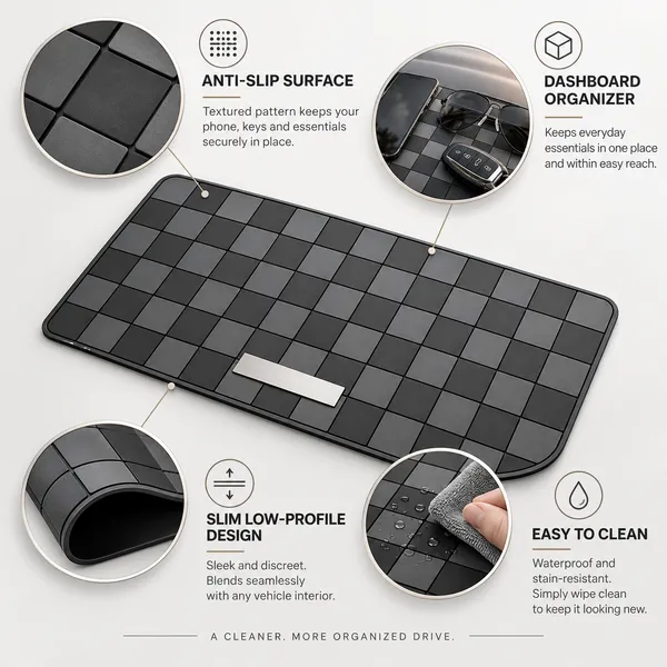 Sports_Non-Slip_Car_Dashboard_Mat_Black_Grey_Heat-Resistant_Grid_Design