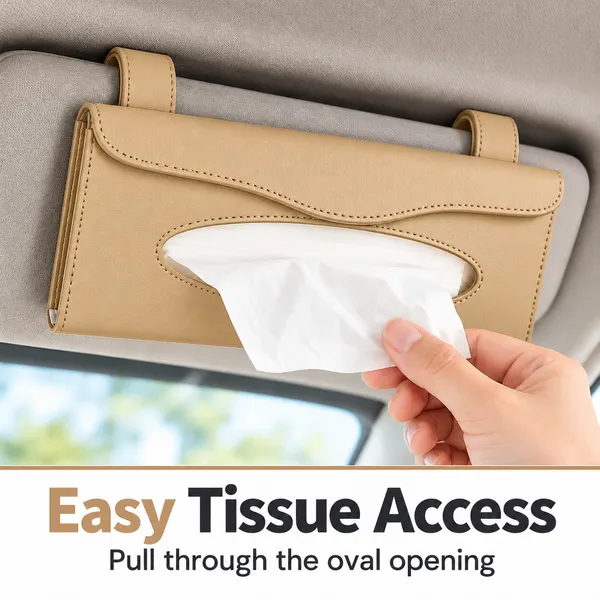 Sun_Visor_Car_Tissue_Holder,_Premium_Beige_Leather_Napkin_Dispenser