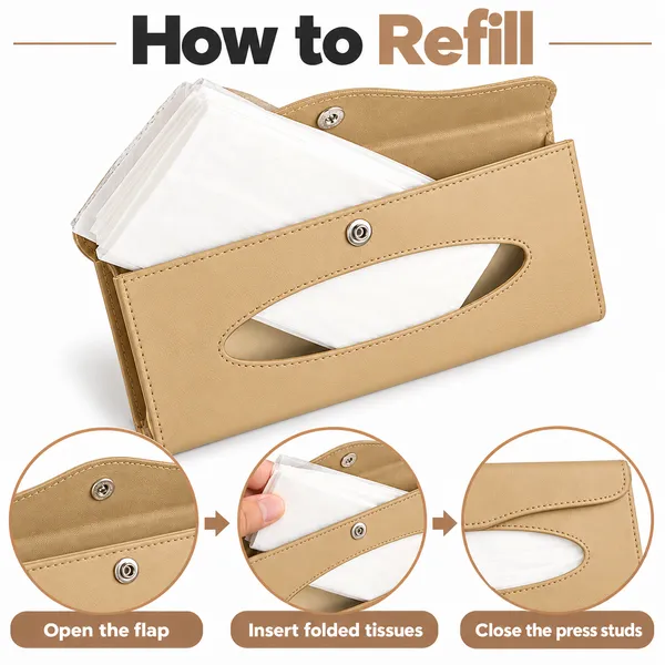 Sun_Visor_Car_Tissue_Holder,_Premium_Beige_Leather_Napkin_Dispenser