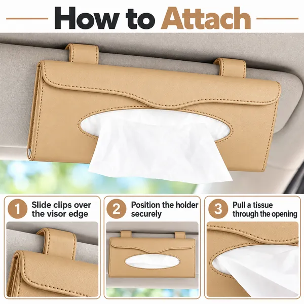Sun_Visor_Car_Tissue_Holder,_Premium_Beige_Leather_Napkin_Dispenser
