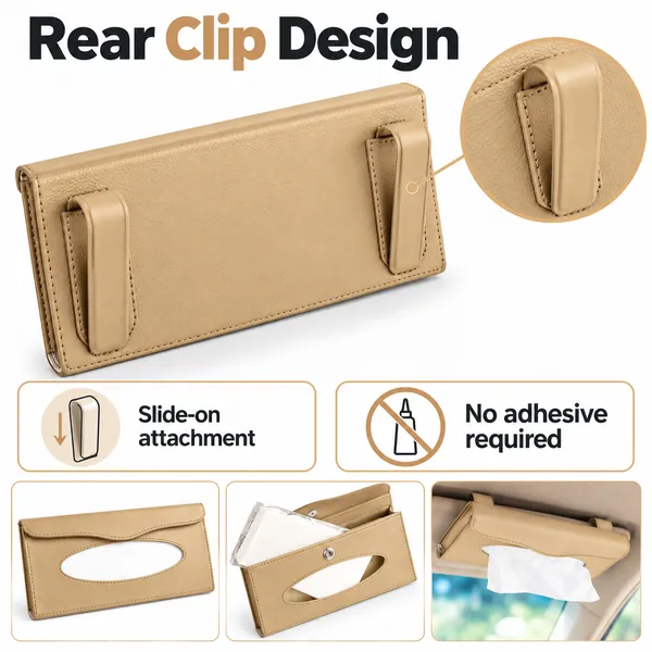 Sun_Visor_Car_Tissue_Holder,_Premium_Beige_Leather_Napkin_Dispenser