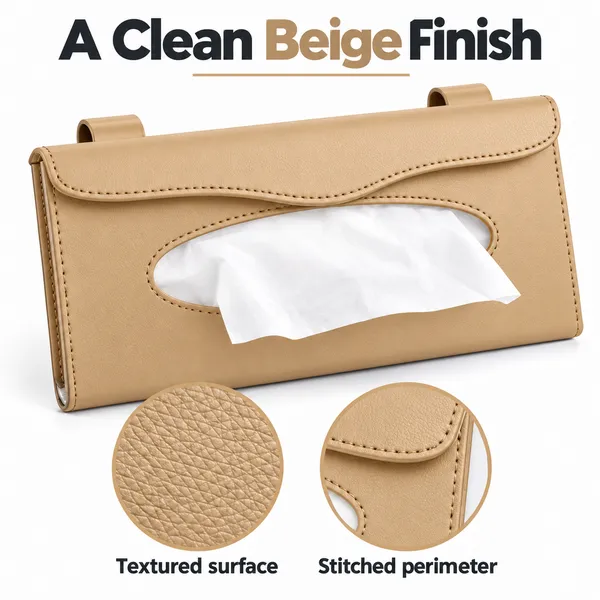 Sun_Visor_Car_Tissue_Holder,_Premium_Beige_Leather_Napkin_Dispenser