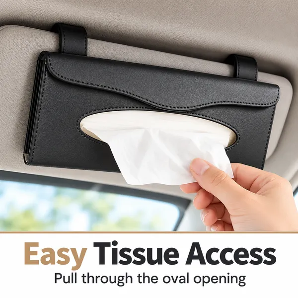 Sun_Visor_Car_Tissue_Holder,_Premium_Black_Leather_Napkin_Dispenser
