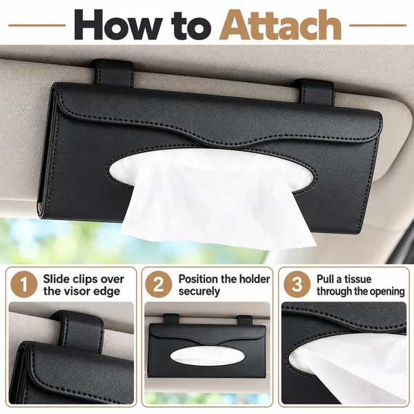 Sun_Visor_Car_Tissue_Holder,_Premium_Black_Leather_Napkin_Dispenser