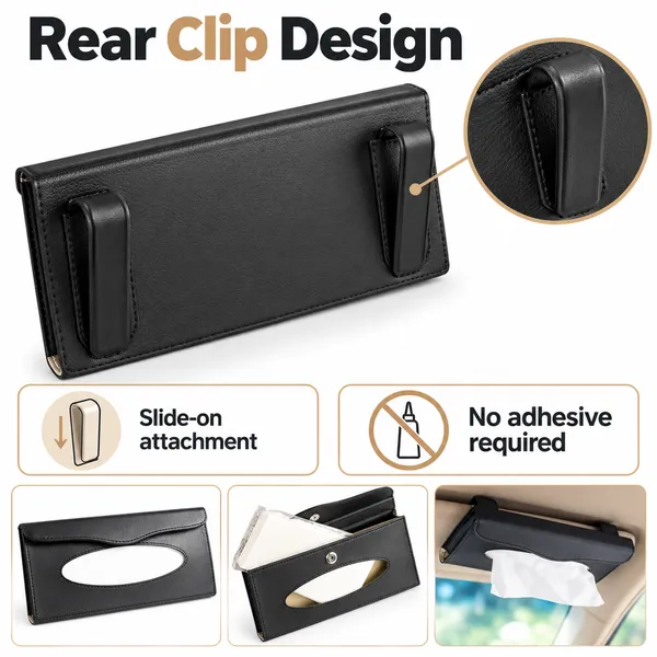 Sun_Visor_Car_Tissue_Holder,_Premium_Black_Leather_Napkin_Dispenser