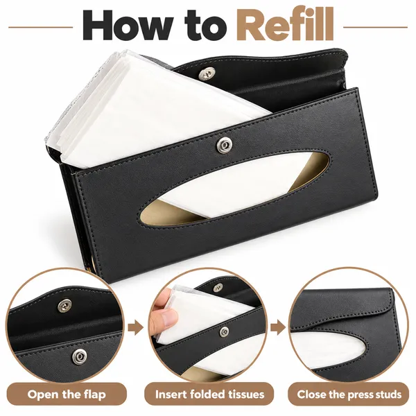 Sun_Visor_Car_Tissue_Holder,_Premium_Black_Leather_Napkin_Dispenser