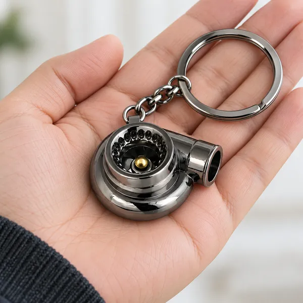 Turbo_Style_Metal_Keychain,_Chrome_Black_Finish_Keyring,_Gift_for_Car_Enthusiasts