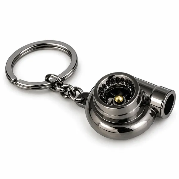 Turbo_Style_Metal_Keychain,_Chrome_Black_Finish_Keyring,_Gift_for_Car_Enthusiasts