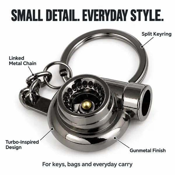 Turbo_Style_Metal_Keychain,_Chrome_Black_Finish_Keyring,_Gift_for_Car_Enthusiasts