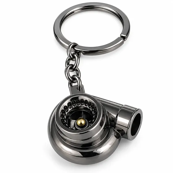 Turbo_Style_Metal_Keychain,_Chrome_Black_Finish_Keyring,_Gift_for_Car_Enthusiasts
