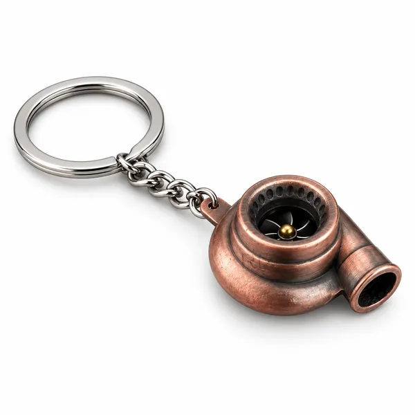 Turbo_Style_Metal_Keychain,_Copper_Finish_Keyring,_Gift_for_Car_Enthusiasts