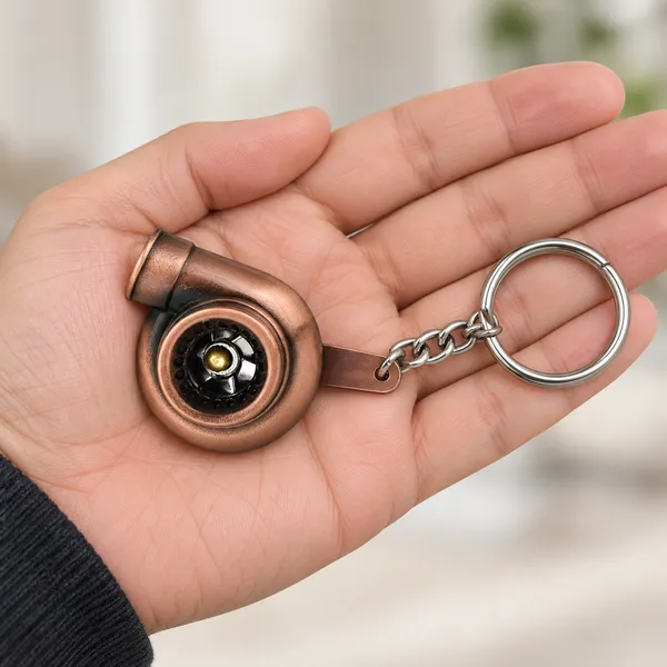 Turbo_Style_Metal_Keychain,_Copper_Finish_Keyring,_Gift_for_Car_Enthusiasts
