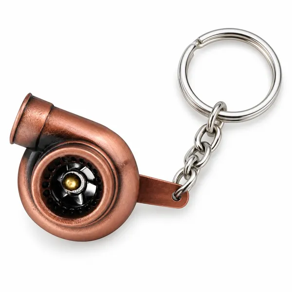Turbo_Style_Metal_Keychain,_Copper_Finish_Keyring,_Gift_for_Car_Enthusiasts