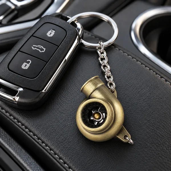 Turbo_Style_Metal_Keychain,_Gold_Finish_Keyring,_Gift_for_Car_Enthusiasts