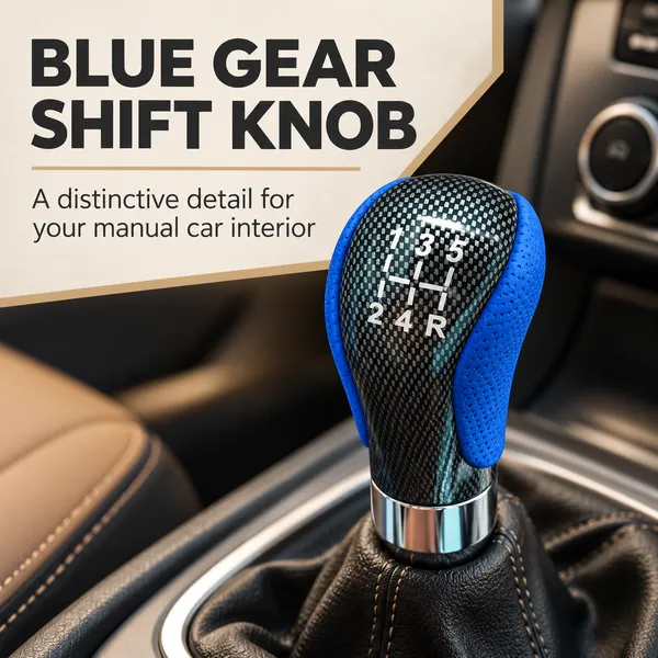 Universal_5-Speed_Manual_Gear_Shift_Knob,_Blue_Leather_and_Carbon_Look_Finish