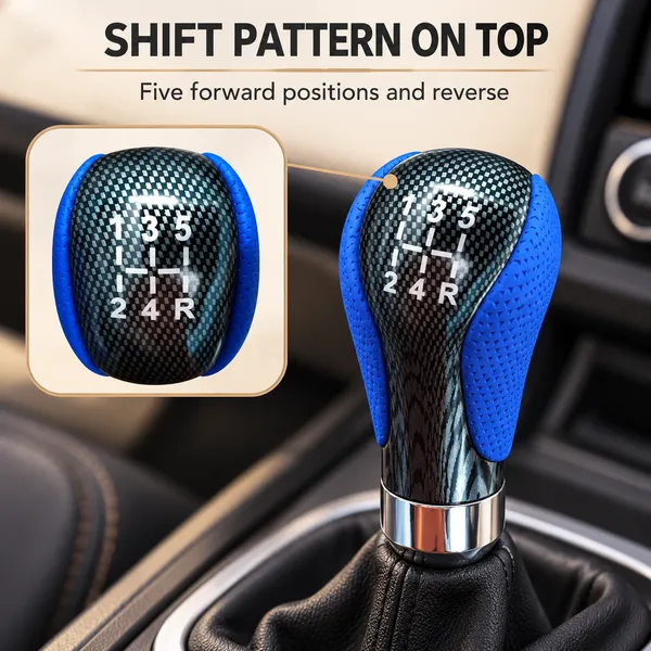 Universal_5-Speed_Manual_Gear_Shift_Knob,_Blue_Leather_and_Carbon_Look_Finish