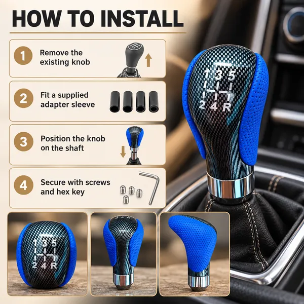 Universal_5-Speed_Manual_Gear_Shift_Knob,_Blue_Leather_and_Carbon_Look_Finish