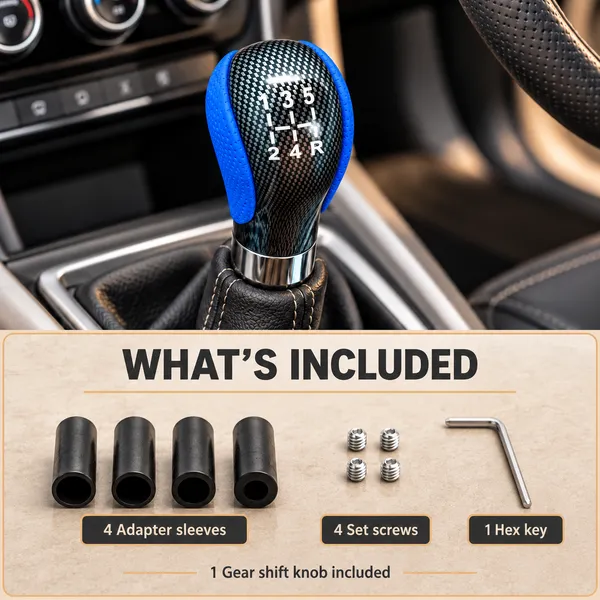 Universal_5-Speed_Manual_Gear_Shift_Knob,_Blue_Leather_and_Carbon_Look_Finish