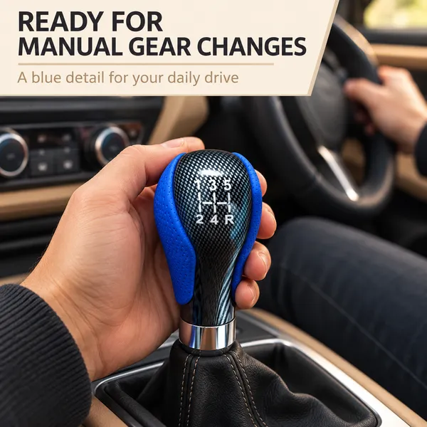 Universal_5-Speed_Manual_Gear_Shift_Knob,_Blue_Leather_and_Carbon_Look_Finish