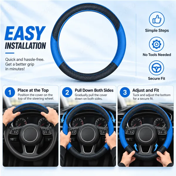 ComfyGrip_Steering_Wheel_Cover_Black_&_Blue_with_Anti-Slip_Sporty_Design