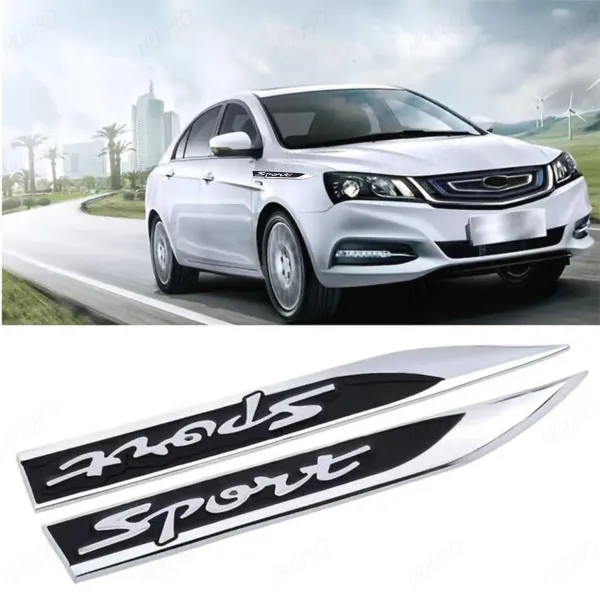 3D_Sports_Zinc_Alloy_Knife_Emblem_Badge,_Silver_Black,_Fender_&_Trunk