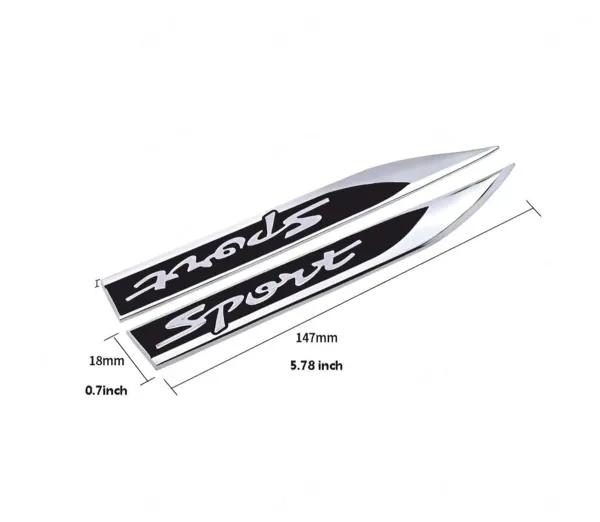 3D_Sports_Zinc_Alloy_Knife_Emblem_Badge,_Silver_Black,_Fender_&_Trunk