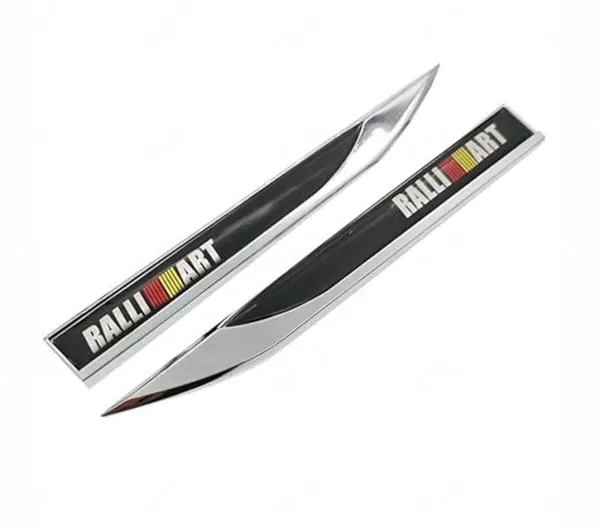 3D_Ralliart_Zinc_Alloy_Knife_Emblem_Badge,_Silver_Black,_Fender_&_Trunk