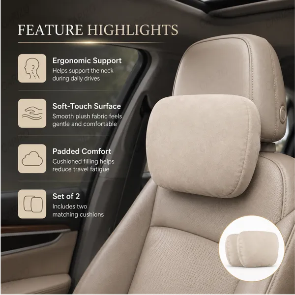 Suede_Velvet_Ergonomic_Car_Headrest_Pillow_Beige_Pack_Of_2