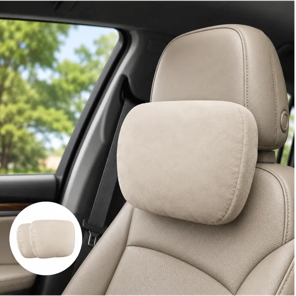 Suede_Velvet_Ergonomic_Car_Headrest_Pillow_Beige_Pack_Of_2