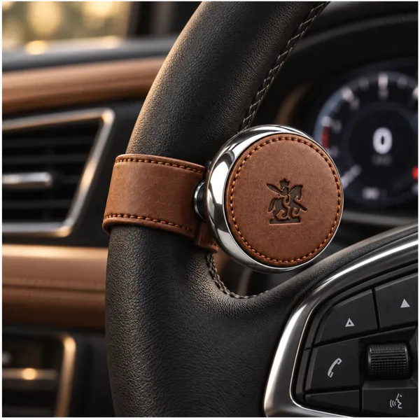 Dark_Brown_Leather_Ergonomic_Steering_Wheel_Spinner_Knob_For_Cars