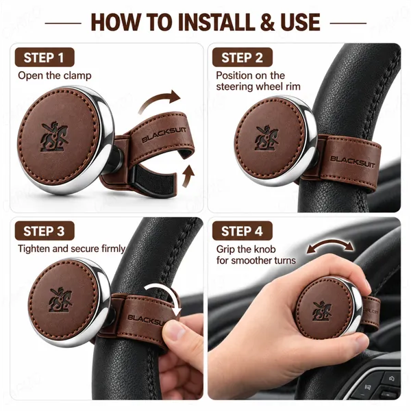 Dark_Brown_Leather_Ergonomic_Steering_Wheel_Spinner_Knob_For_Cars