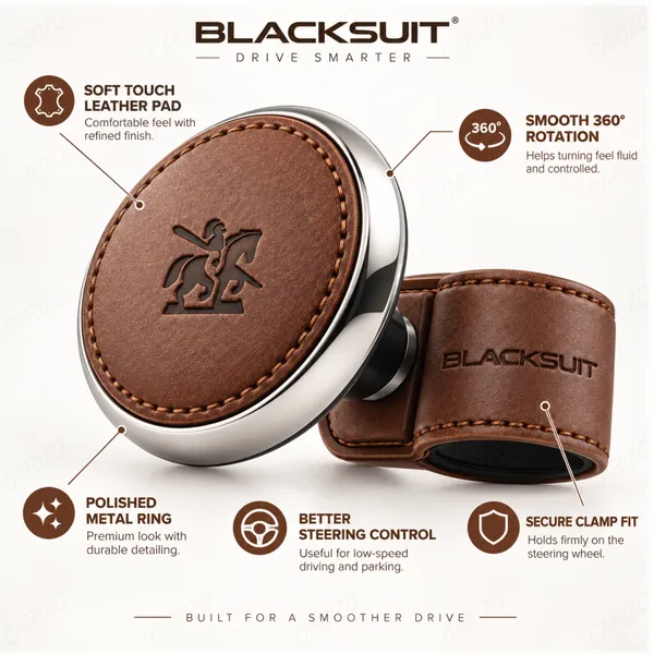 Dark_Brown_Leather_Ergonomic_Steering_Wheel_Spinner_Knob_For_Cars