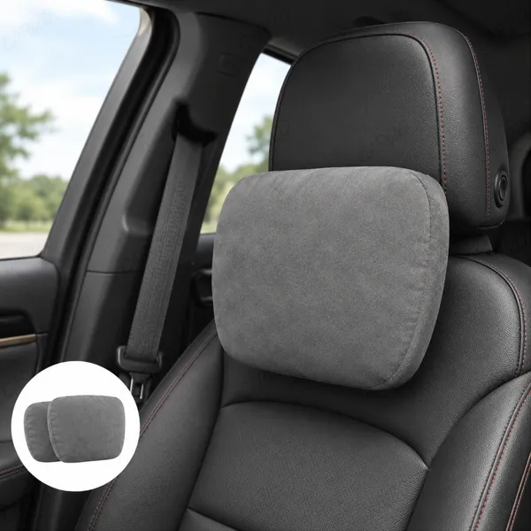 Suede_Velvet_Ergonomic_Car_Headrest_Pillow_Grey_Pack_Of_2